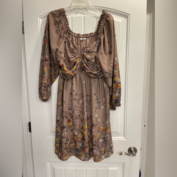 Maurices midi dress size large boho bohemian balloon sleeve floral flowy - Picture 1 of 6